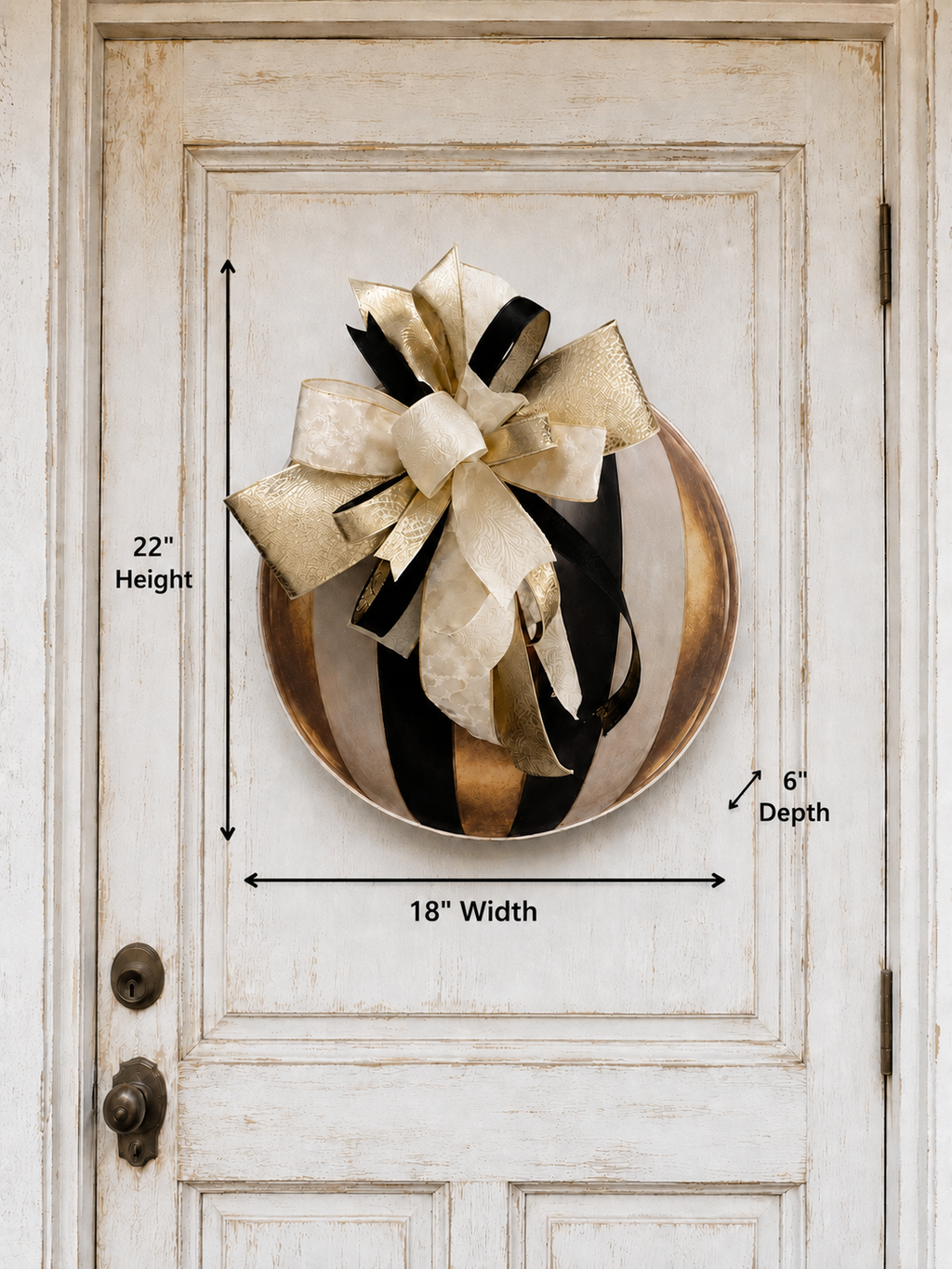 Black, Gold & Cream Luxury Door Hanger | Elegant Designer Bow Door Décor | Modern Glam Front Door Decoration