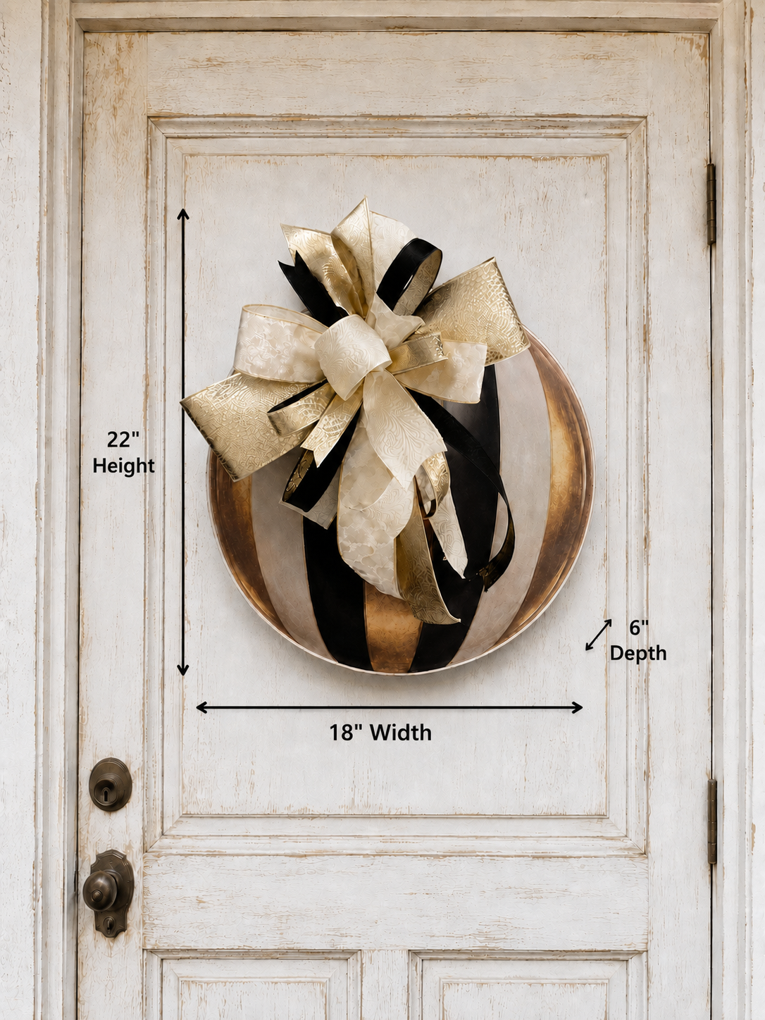 Black, Gold & Cream Luxury Door Hanger | Elegant Designer Bow Door Décor | Modern Glam Front Door Decoration